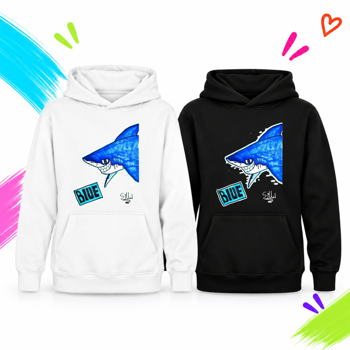 Blue Shark Hoodie | SketchClothesBySILL × arteelisa