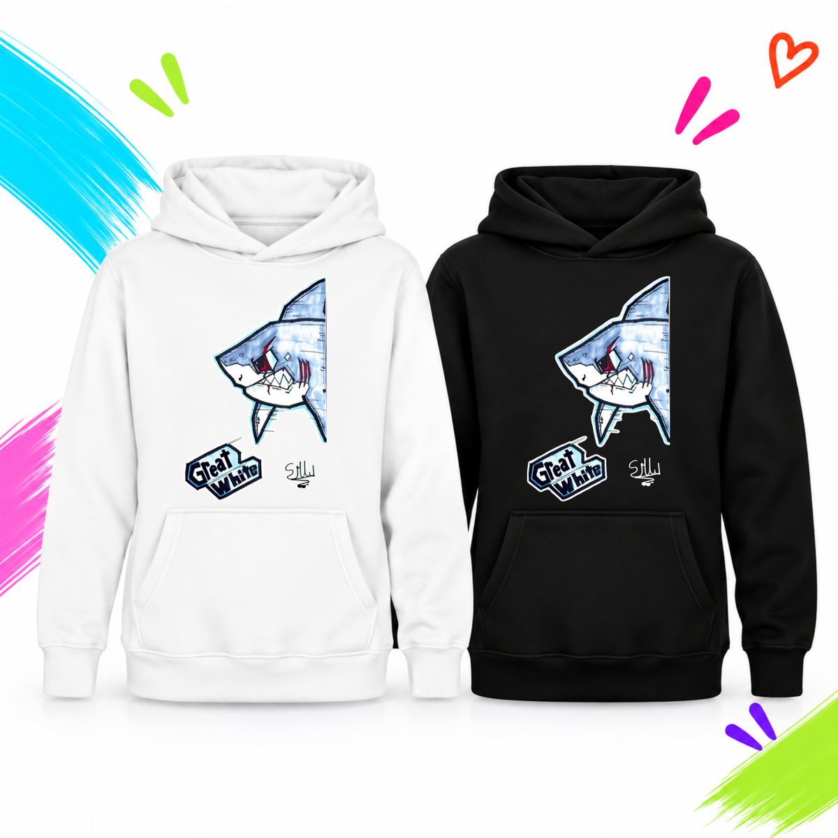 Great White Shark Hoodie | SketchClothesBySILL × arteelisa