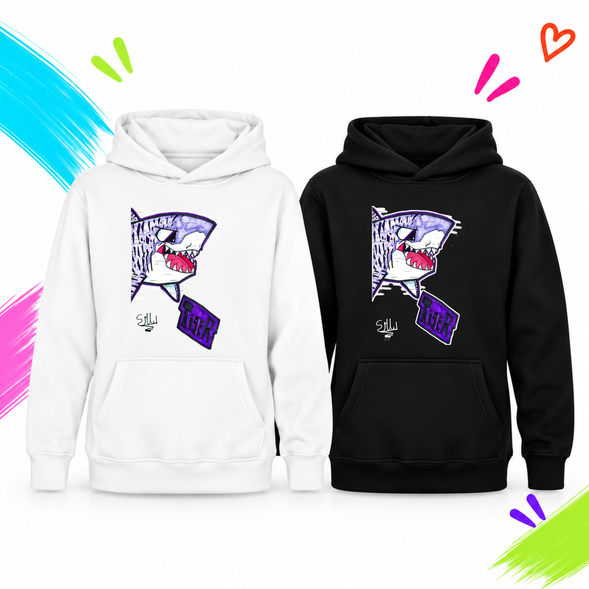 Tiger Shark Hoodie | SketchClothesBySILL × arteelisa